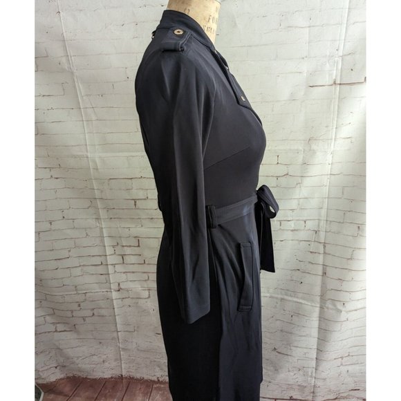 Ann Taylor Womens Dress Size 0 XS Trench Military Inspired Faux Wrap Black Navy - Picture 11 of 13